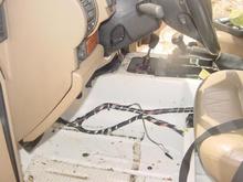 Driver's  floorpan with carpets removed