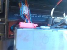 pink OEM 10 pin connector with speakers wired to it