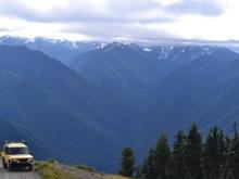 looking out over the Olympic Mountains