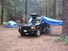 Camping in Yosemite, it rained we covered the bikes - Oakhurst Ca