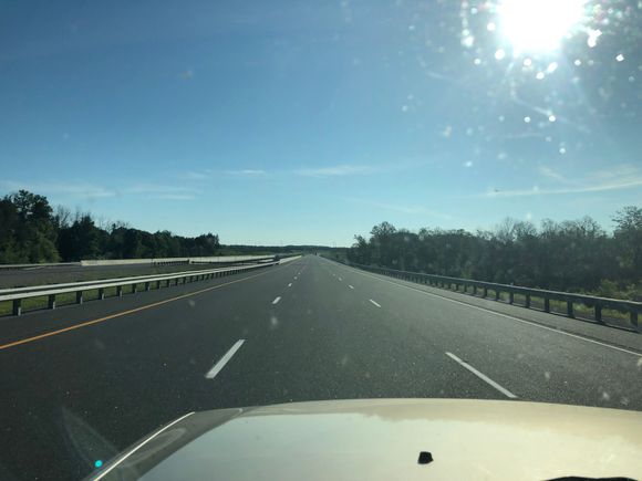 Long drive empty roads heading 2 1/2 north to Ontario Canada trail system 