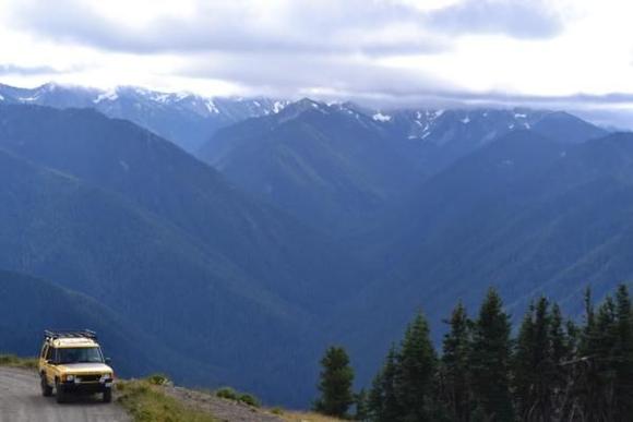 looking out over the Olympic Mountains