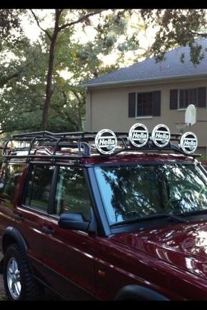 Voyager Rack with Hella Rallye 4000 lights.