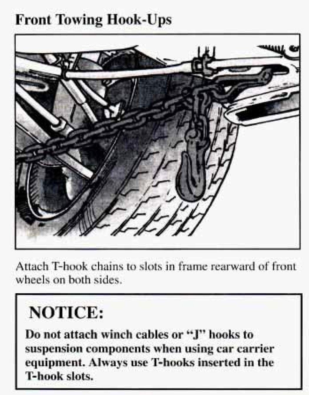 Manual Page about front towing t-hook slots