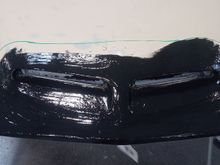 The hood has two areas where the cracks went in pretty far. I didnt get pics of them after the panel bond application but they will be visible in later progress pics. However in this pic, you can see a bit of one near the right side headlight inner corner. 