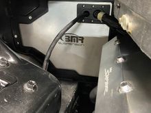 Roughly bolted in A/C delete panel. Found some pass through adapter for Holley EFI harness. Cut and mounted into the delete panel as the firewall didn’t have a flat enough surface for mounting. 