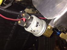 OEM oil pressure gauge and idiot light sender in oil cooler fitting