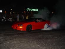 Burnout on old rear tires at O'Toole's Cruise Night