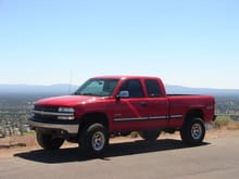 The Big Red Truck on Pilot Butte overlooking Bend, Oregon