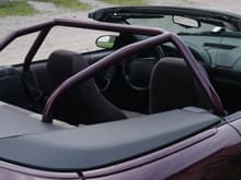 Angle shot of the roll bar with top cover on