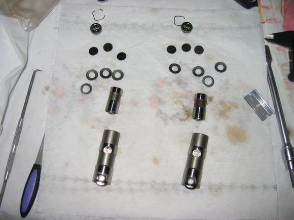 This shows the washers I added along with the lifter internals.
