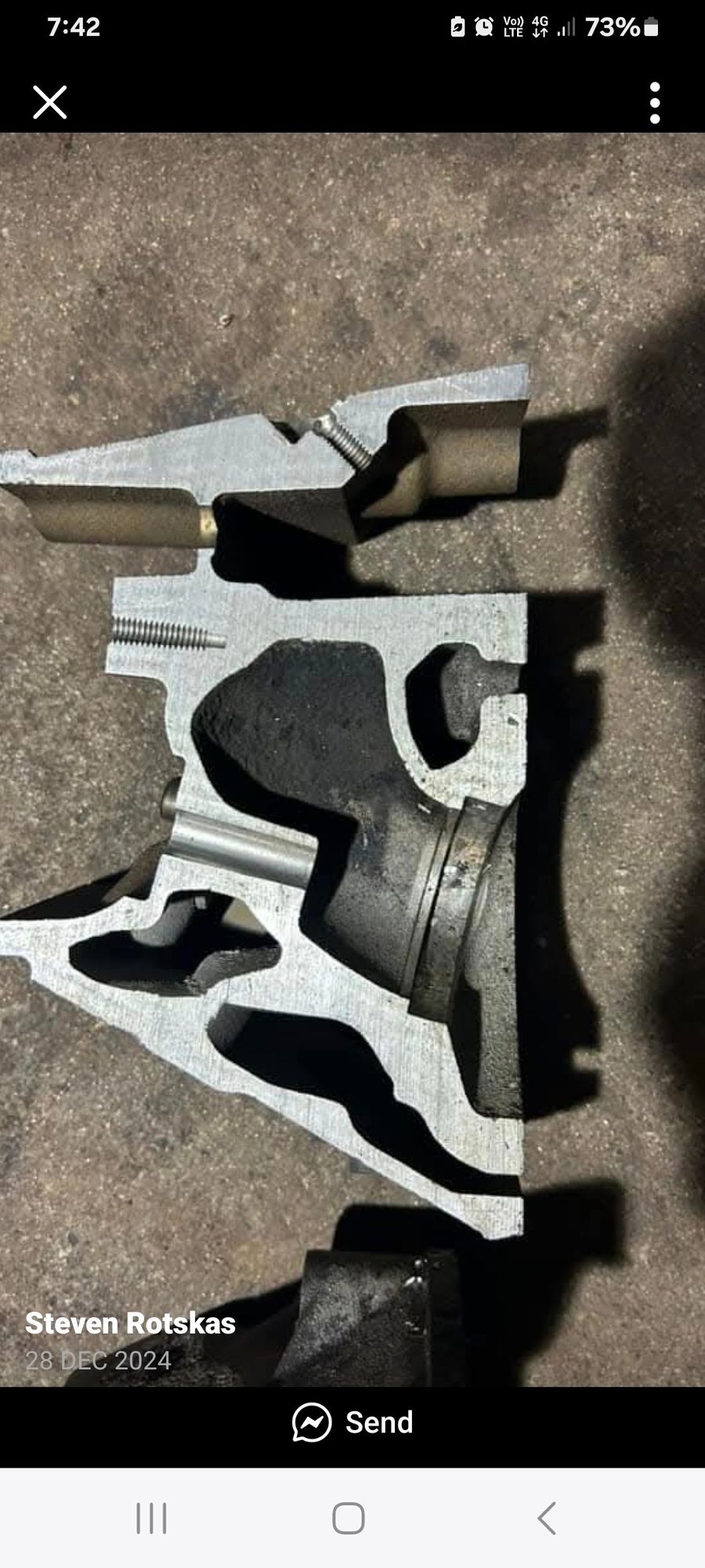 Intake port cross section. Port wall thickness on average is .200
