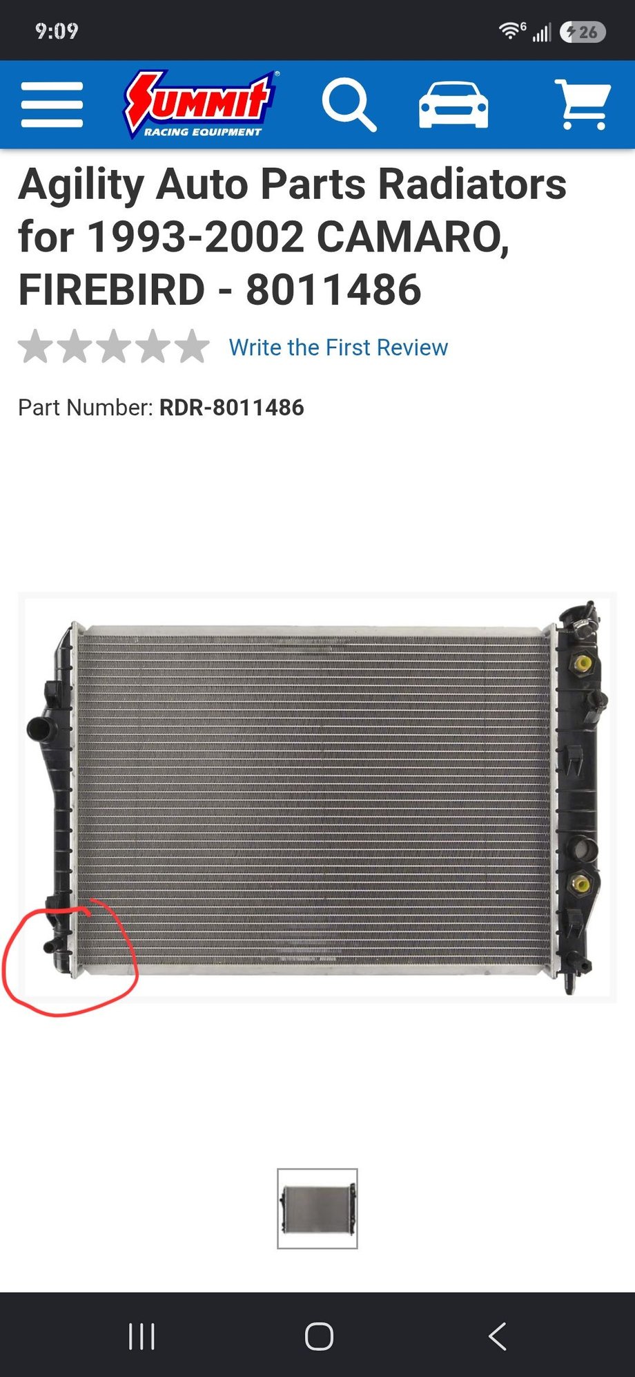 It looks to be a stock 5.7L radiator with the tube circled. Im assuming something got deleted when the LS2 was swapped into the car. 