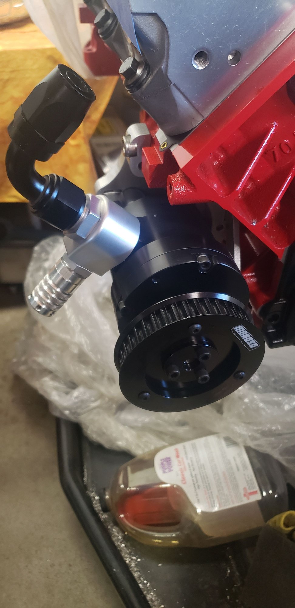 Moroso 3Vane Vacuum Pump Complete with AEI CNC AC low mount bracket