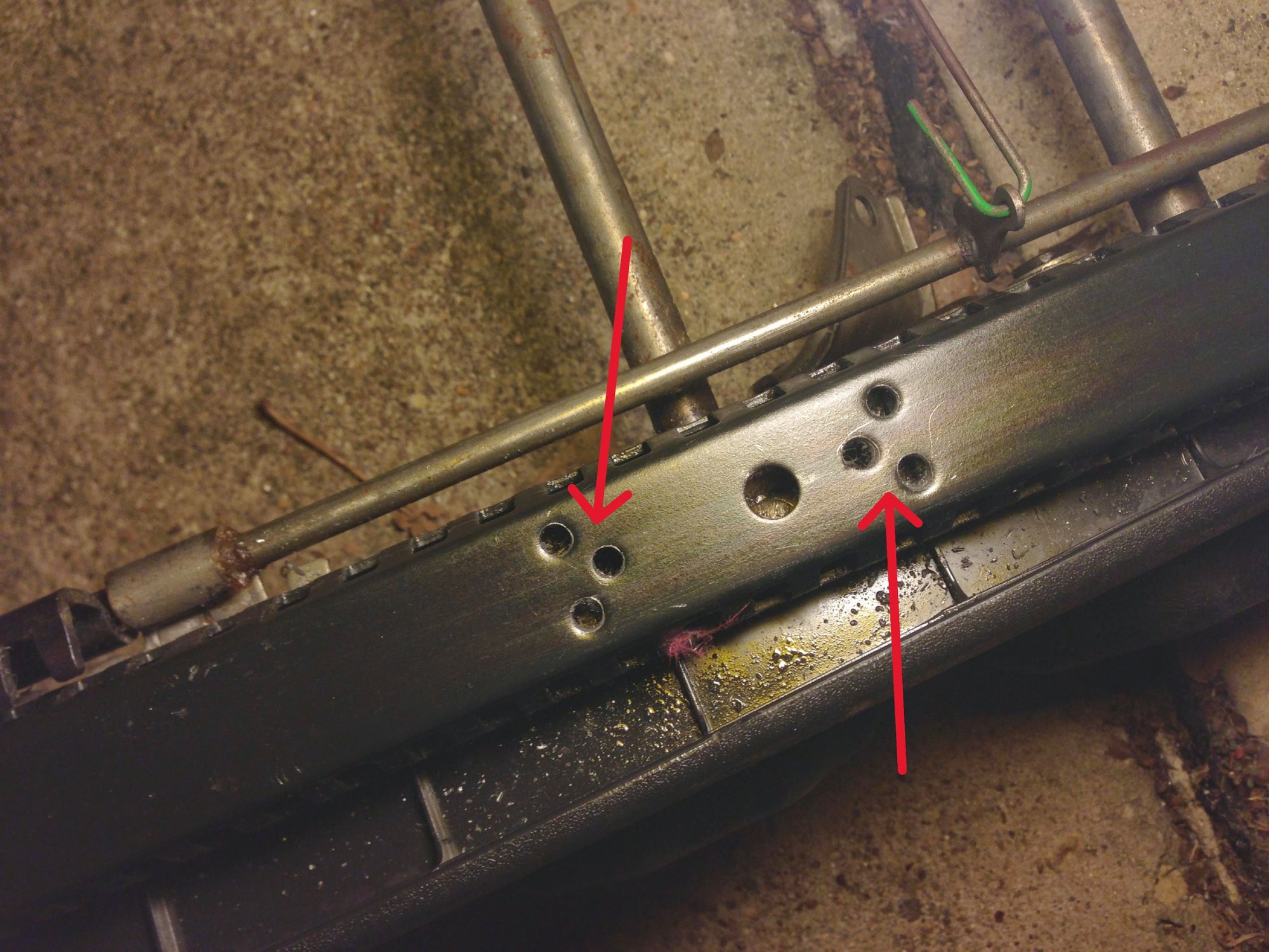 These are little divots in the railing that also help keep the seats from sliding too far forward/backward.