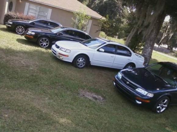 far left mine  my cuz jonathans and  my girls and my uncles
 sitting on  g37s g35  and  350 z