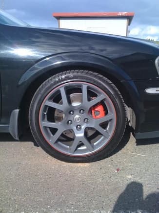 6th gen brakes with Hawk HPS pads and RTP Slotted/X-Drilled rotors.