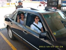 Girlfriend and my sister in Southamerica. In the &quot;Sportline 320E 16V&quot;, a pretty quick 5 speed manual transmition MB.
