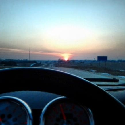 Sunset behind the wheel.