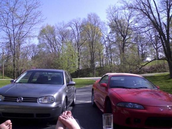 my eclipse on the right my brothers gti on left