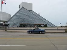 In front of the Rock n' Roll hall of fame
