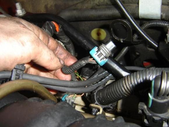 This is the plug that is near the alternator...it is attached to two wires, pink and pink/black, and only about 6 inches long.