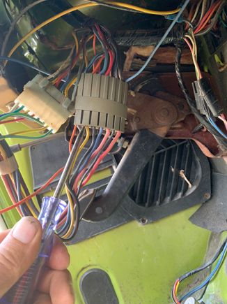 I was able to check what I’m assuming is the orange wire which starts out as yellow on ignition switch side and nothing there when key turned to start position 
Everything else on this connector lit up on run position with the exception of a black ground wire that again starts at ignition switch