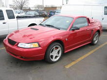 My stang in the lot of the dealership right before I bought it