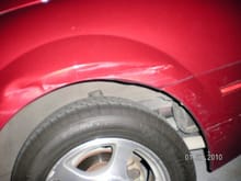 the front of her car hit the back side of mine..what, you didnt see a big piece of red metal in front of you!?!
