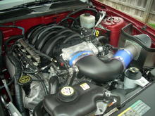 Ford 4.6L 3V SOHC Modular V8 w/ Variable Camshaft Timing

Mods: Steeda Cold Air Intake Kit, Bamachips 93 Race Tune, Duralast battery....