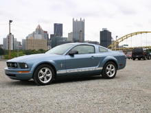 Mustang with Pittsburgh in the background (more of the city)
