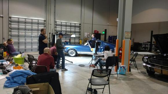 On the set filming for a tire care product Commercial