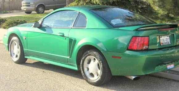 Green Mustang rear quarter sm