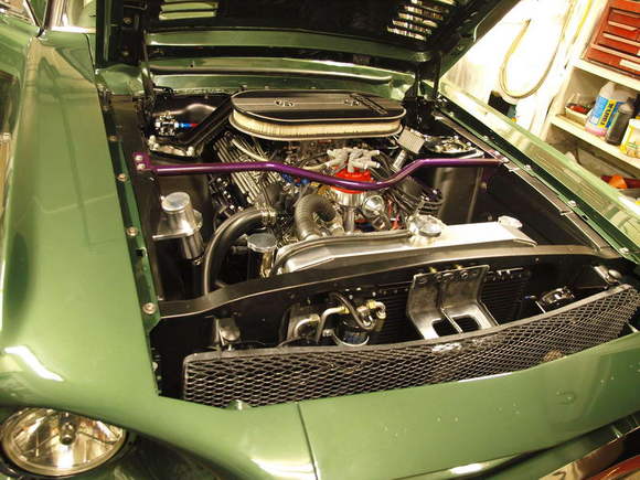 Engine Bay - Ford small (tall) block 351w. March Performance Serpentine pulley setup up front,