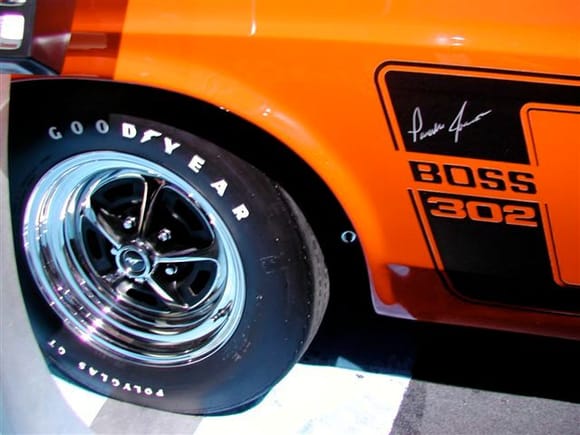 One more shot of the Parnelli Jones autographed 1969 Boss 302 Mustang.