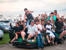 That is about 30 people in/on a chop top crx with a keg in it.
