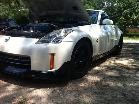 Greddy front lip and side skirts painted Gloss Black