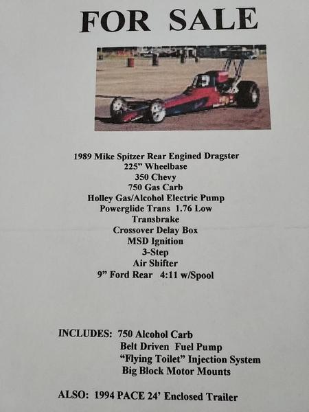 Dragster and trailer combo  for Sale $8,000 