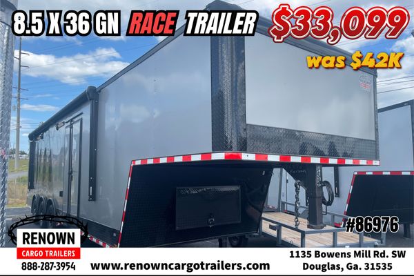 PRICE REDUCED!  8.5X36 Gooseneck Race Trailer - was $42k  for Sale $33,099 