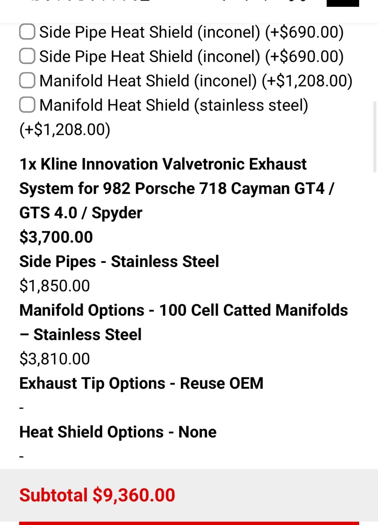 Engine - Exhaust - Lightly Used Kline Innovation Valvetronic exhaust for 718 GT4/Spyder/GTS 4.0 Liter - Used - All Years  All Models - Acton, MA 01720, United States