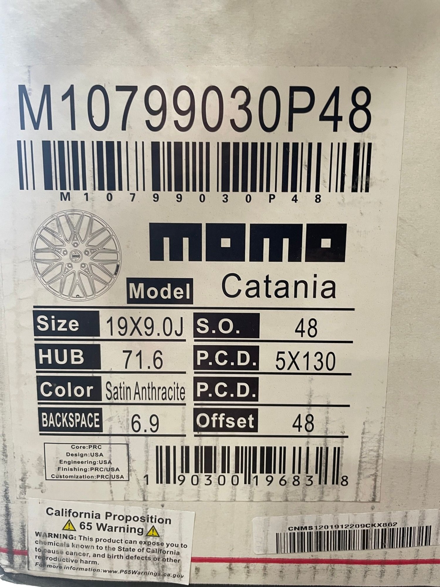 Wheels and Tires/Axles - Set of 4 19x9 Momo Catania Wheels (Anthracite) - NEW in box - New - 0  All Models - Sun Prairie, WI 53590, United States