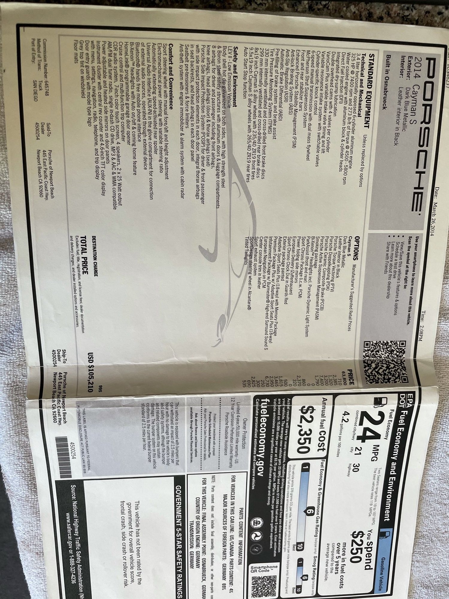 2014 Porsche Cayman - For sale 2014 cayman s with $106k sticker with great mods, needs nothing. $70,000 - Used - VIN wp0ab2a89ek193744 - 42,500 Miles - 6 cyl - 2WD - Automatic - Coupe - Blue - Tempe, AZ 85281, United States