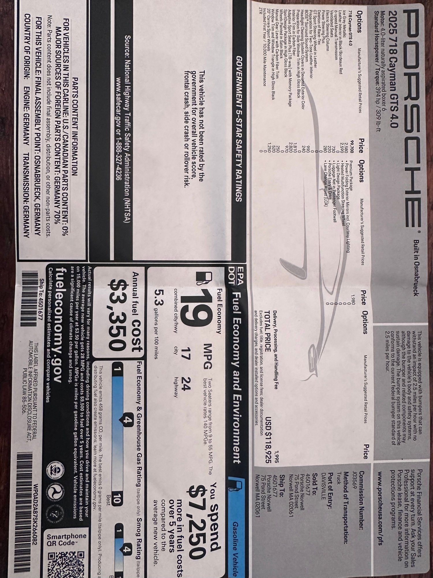 2025 Porsche 718 - 2025 Cayman GTS 4.0 Manual.  Like new.  Less than 500 miles.  Loaded.  Ice Grey/Red - Used - Cincinnati, OH 45140, United States