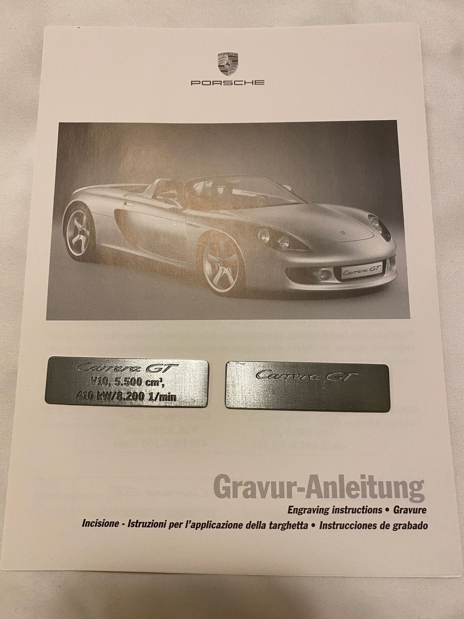 Miscellaneous - PORSCHE CARRERA GT PRE DELIVERY GIFT PACKAGE - Used - All Years  All Models - Solvang, CA 93463, United States