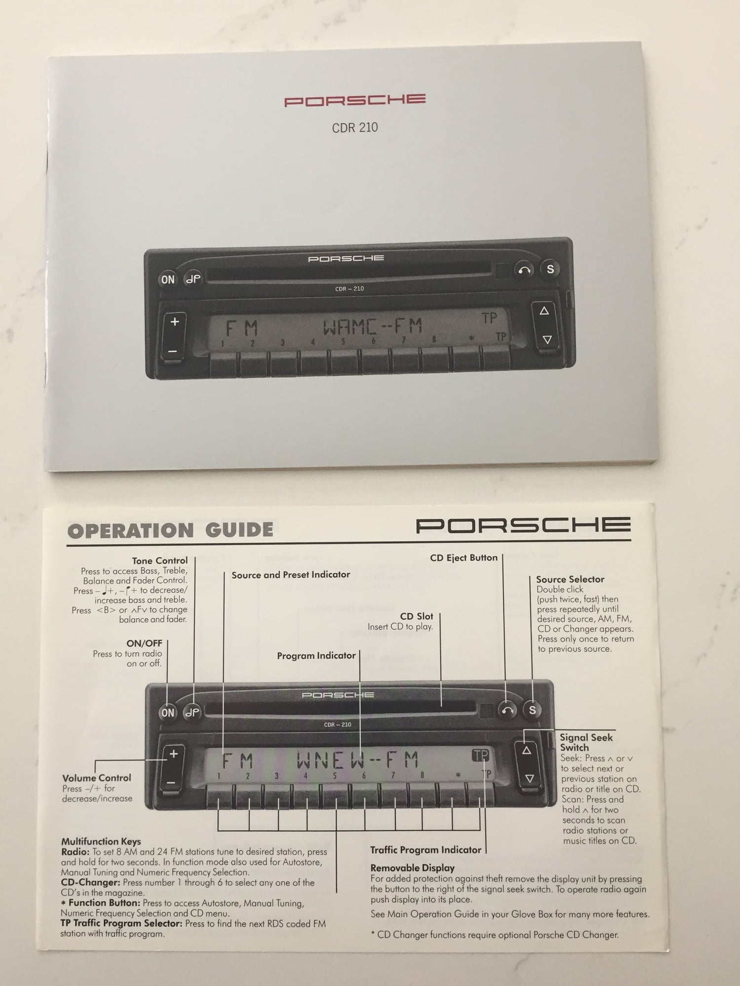 Audio Video/Electronics - Original Becker CDR210 Radio Manual Quick Reference Guide Faceplate Case - Used - 1996 to 1998 Porsche 911 - Wayne, PA 19087, United States