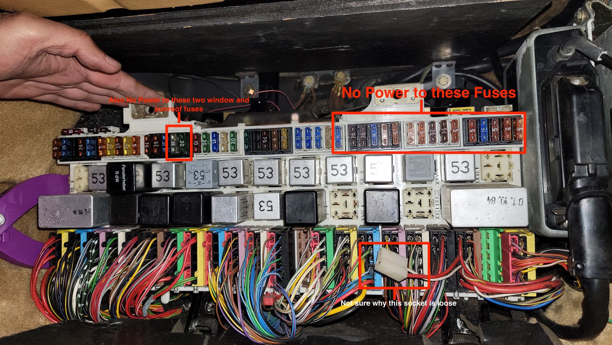 Electrical Issues Fuse box lost power 1/2 fuses on right side
