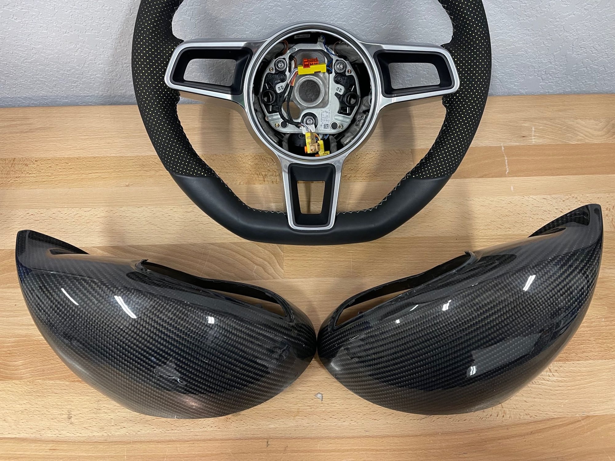 Exterior Body Parts - TechArt Steering wheel & TechArt Carbon Fiber mirror caps for 981 - Used - 2016 Porsche Cayman - Denver, CO 80221, United States
