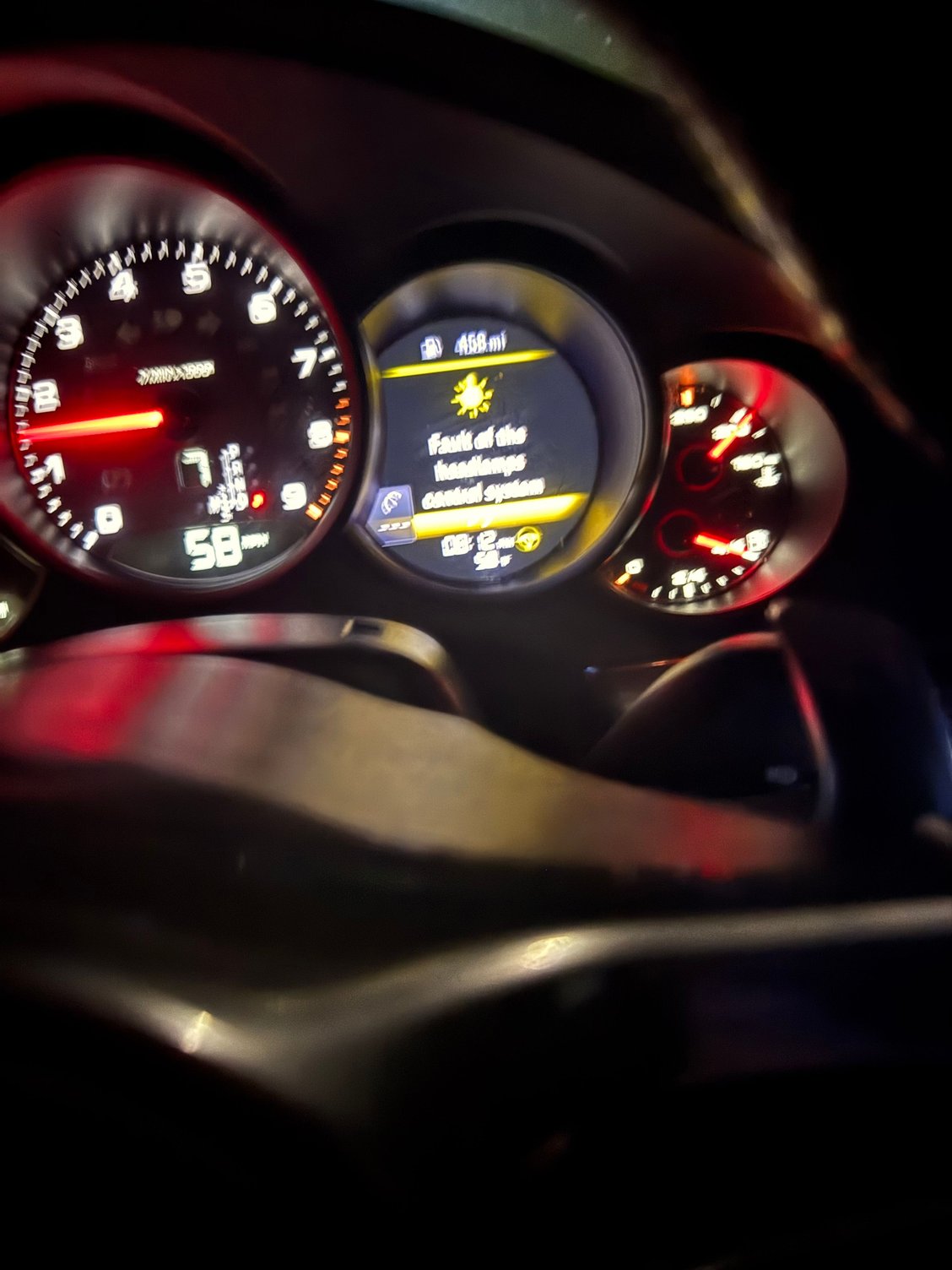 One of several fault lights that come on when power cuts for that millisecond