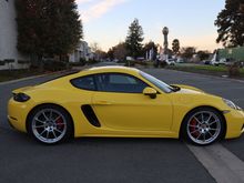 Side profile of a stunning Porsche Cayman.