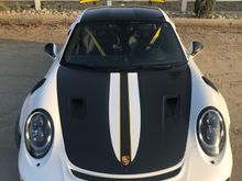 GT3 RS after rims powder coated to gold  and modified the hood strips to slightly narrower.